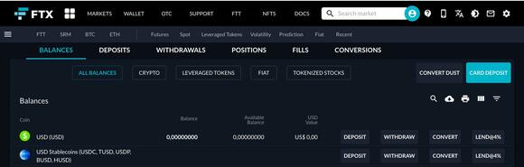 FTX balances van je wallet