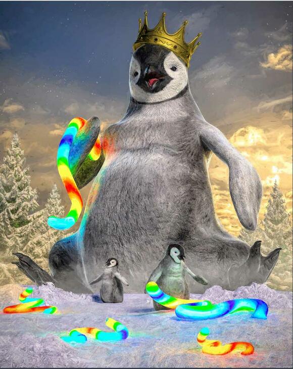 NFT Beeple van een Pudgy Penguin