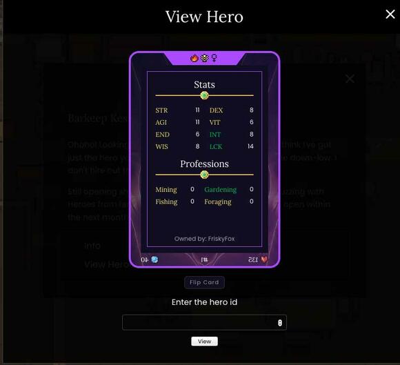 DeFi Kingdoms hero stats
