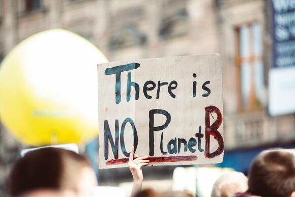 Protestbord met de tekst 'There is no planet B'