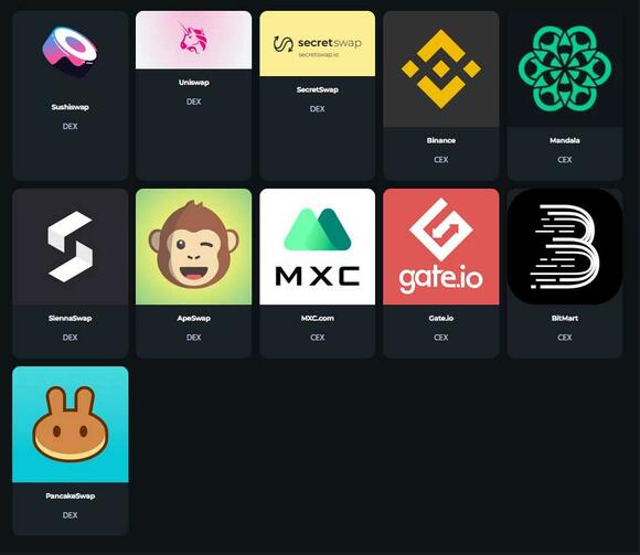 The Secret Network exchanges