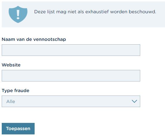 Waarschuwingslijst FSMA