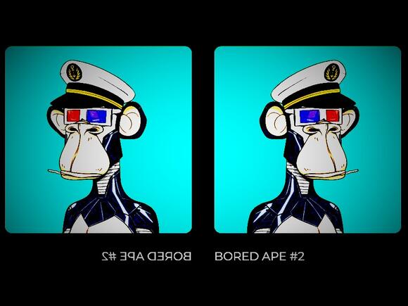 De Bored Ape Yacht Club en de neppe Bored Ape Yacht Club naast elkaar