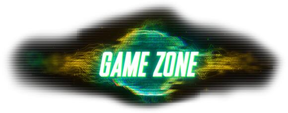GameZone banner, met daarop de bedrijfsnaam en een virtuele planeet.
