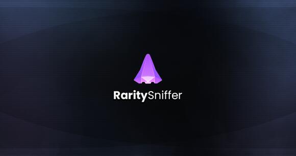 RaritySniffer logo op een donkere achtergrond.