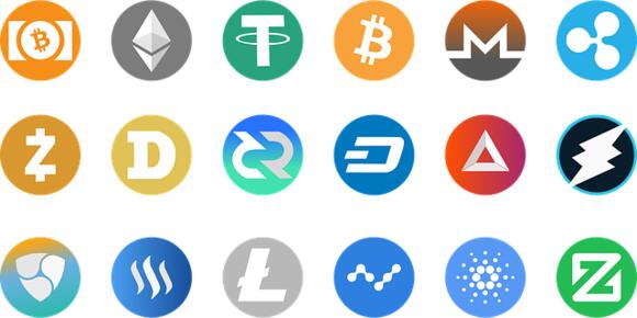 Diverse logo's van verschillende altcoins.
