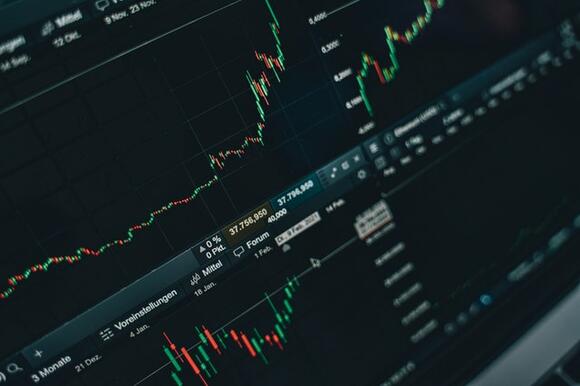Voorbeeld van een grafiek van een aandeel of cryptomunt